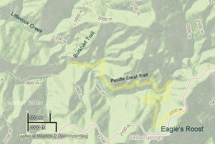 Map of trail from Eagle's Roost to Littlerock Creek